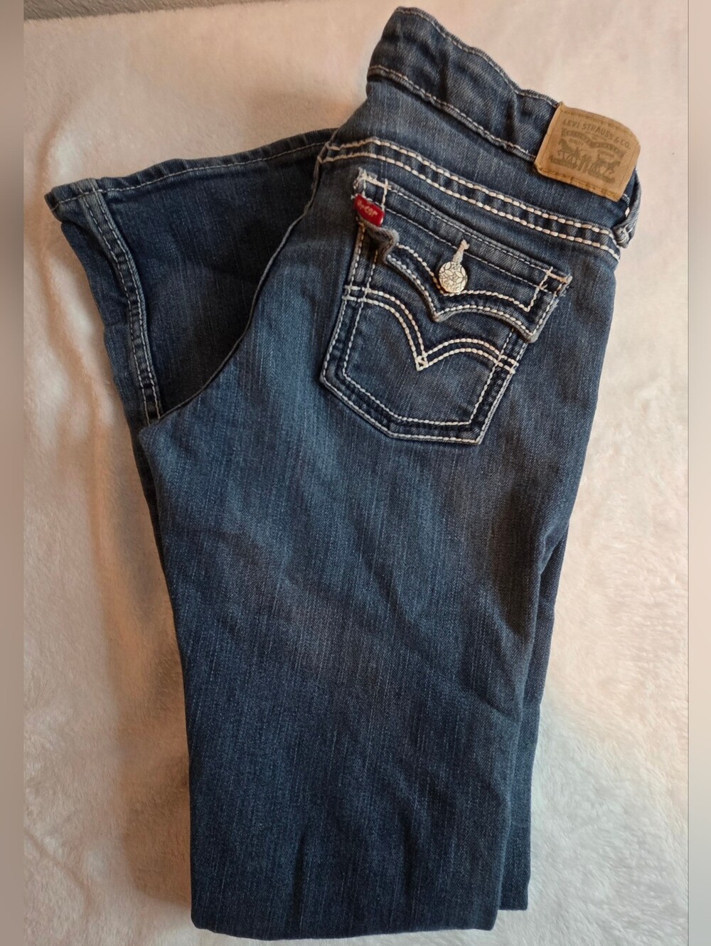Women’s Levi’s 715 Boot Cut Jeans Size 16 Regular Dark Wash Stretch Denim